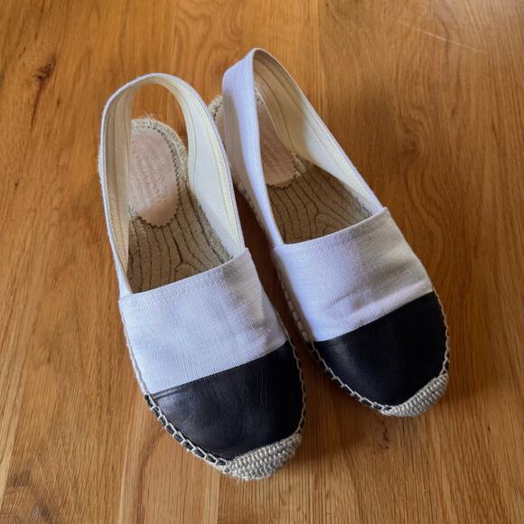 J. Crew Cap Toe Slingback Espadrilles in Canvas Made in Spain White Black Size 7 - Picture 3 of 9